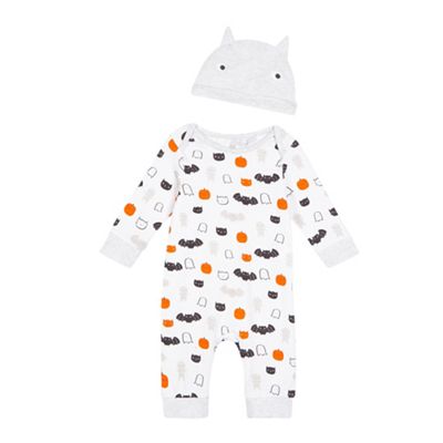 bluezoo Baby boys' white Halloween print sleepsuit